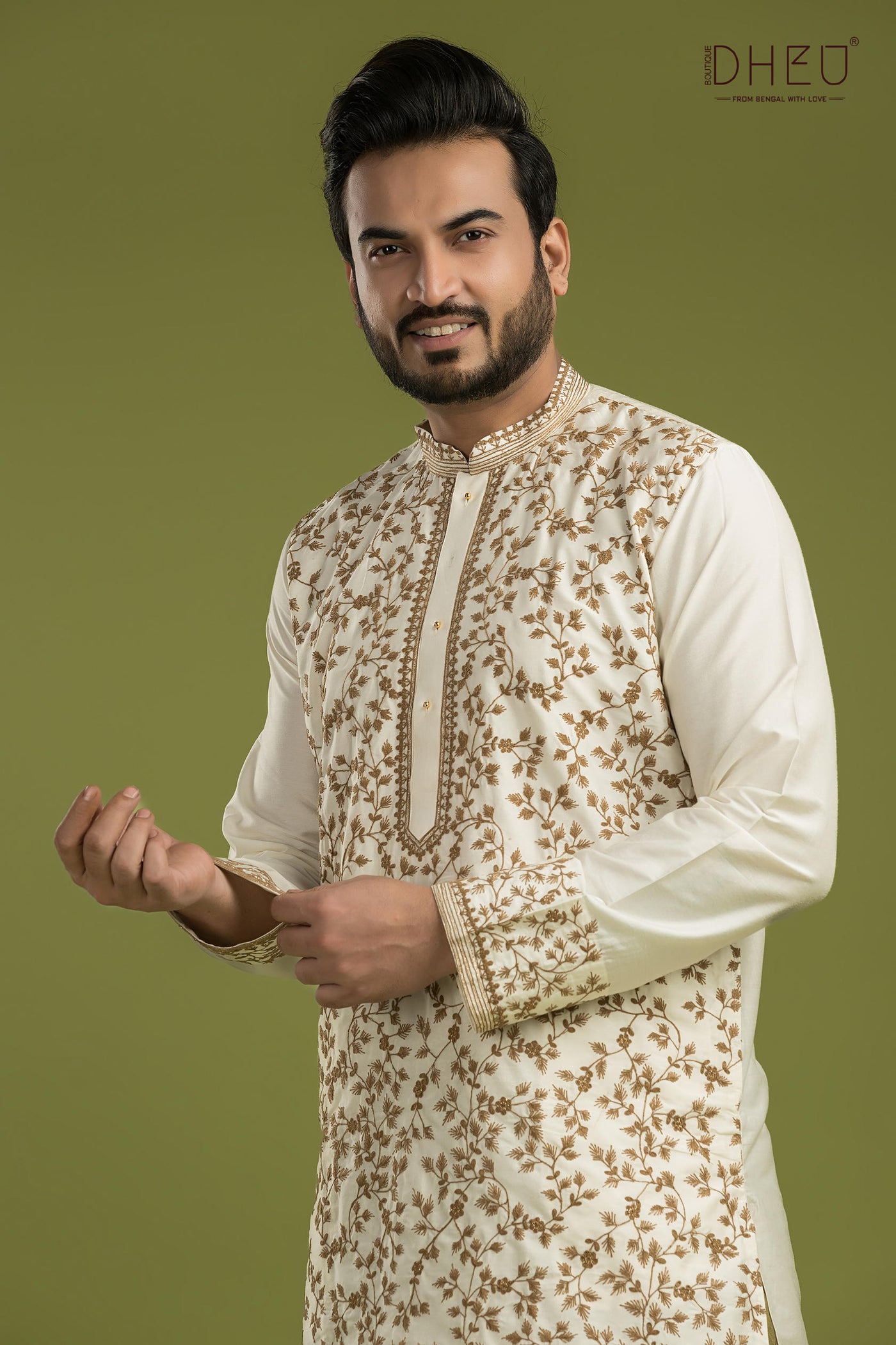 Exclusive Katan Silk Kurta & Dhoti(Optional) Set