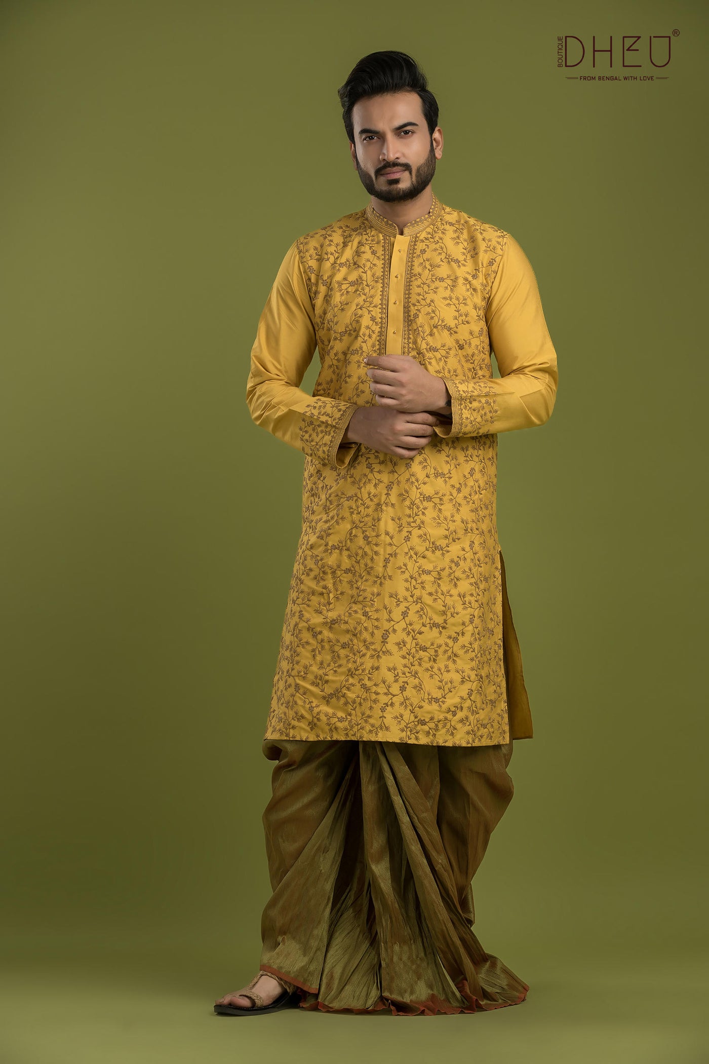 Exclusive Katan Silk Kurta & Dhoti(Optional) Set