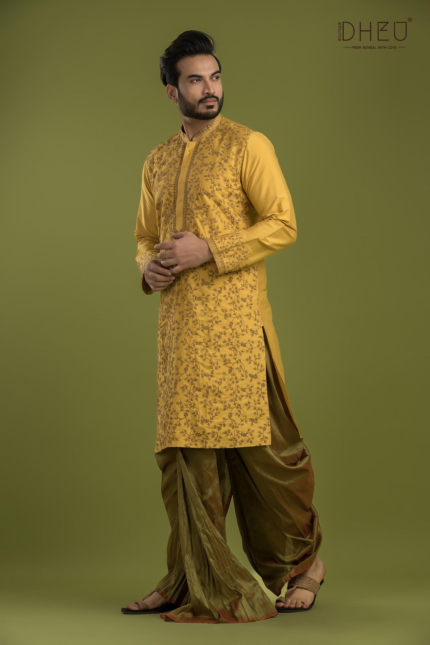 Exclusive Katan Silk Kurta & Dhoti(Optional) Set