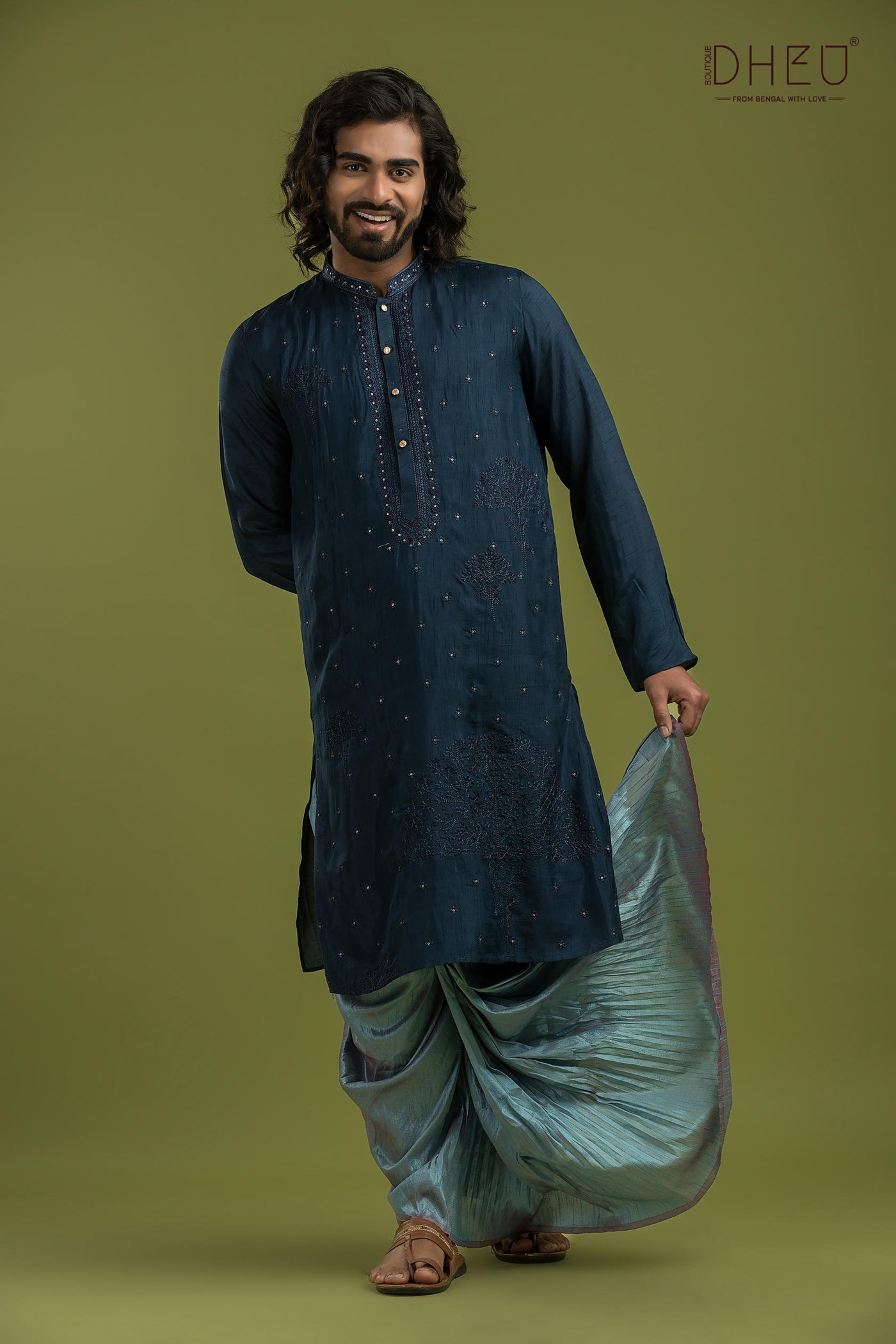 Designer Embroidery Kurta & Dhoti(Optional) Set