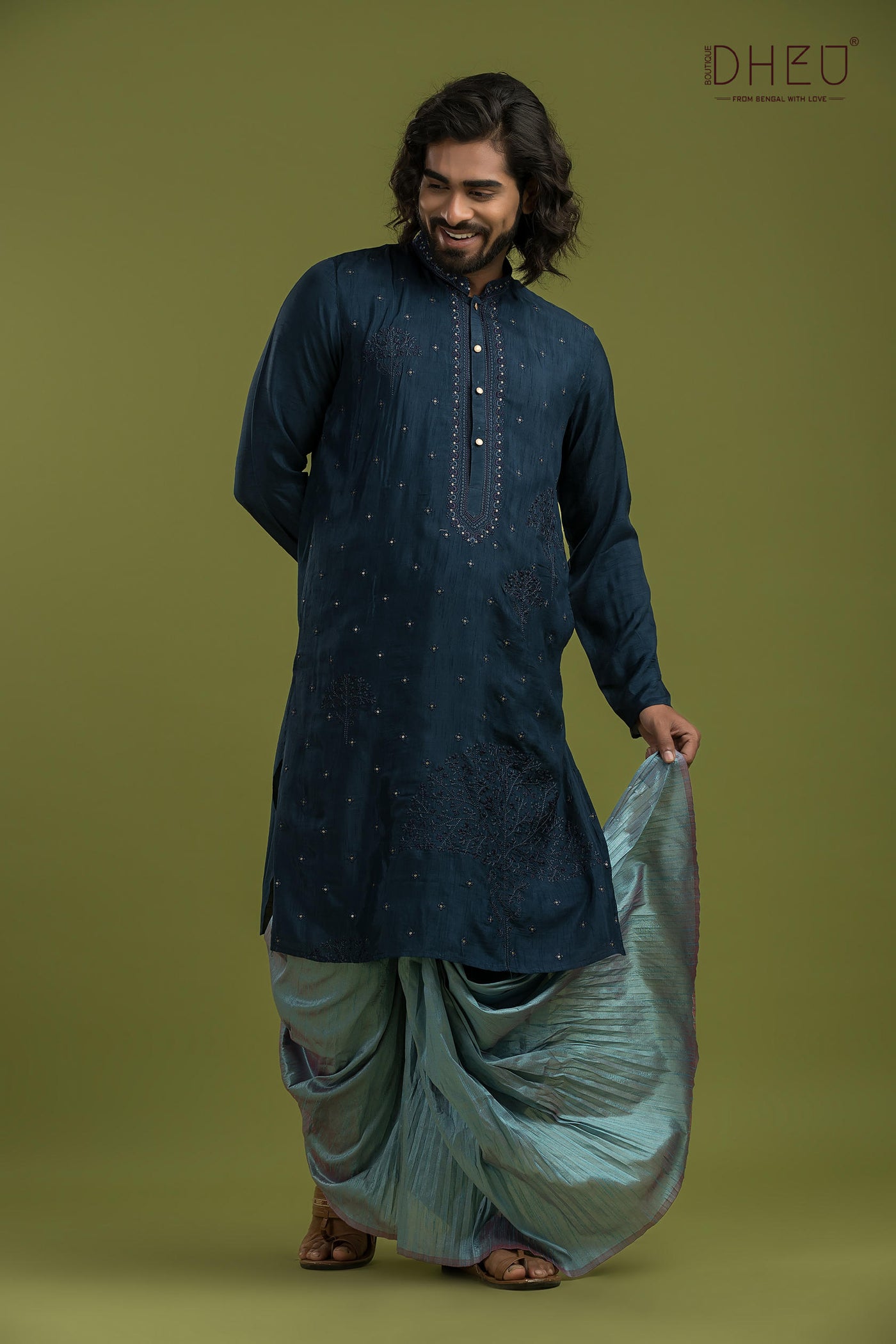 Designer Embroidery Kurta & Dhoti(Optional) Set