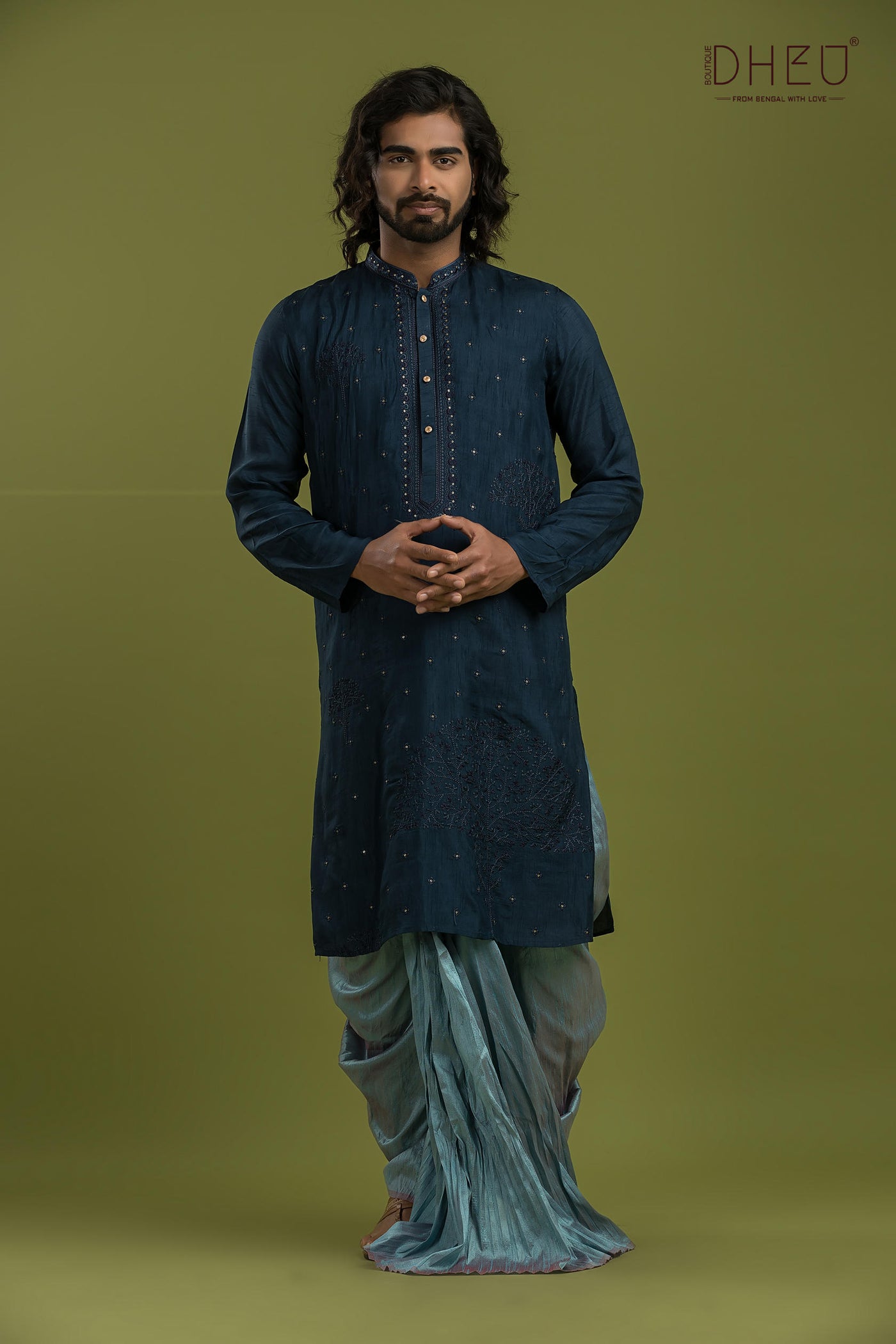 Designer Embroidery Kurta & Dhoti(Optional) Set