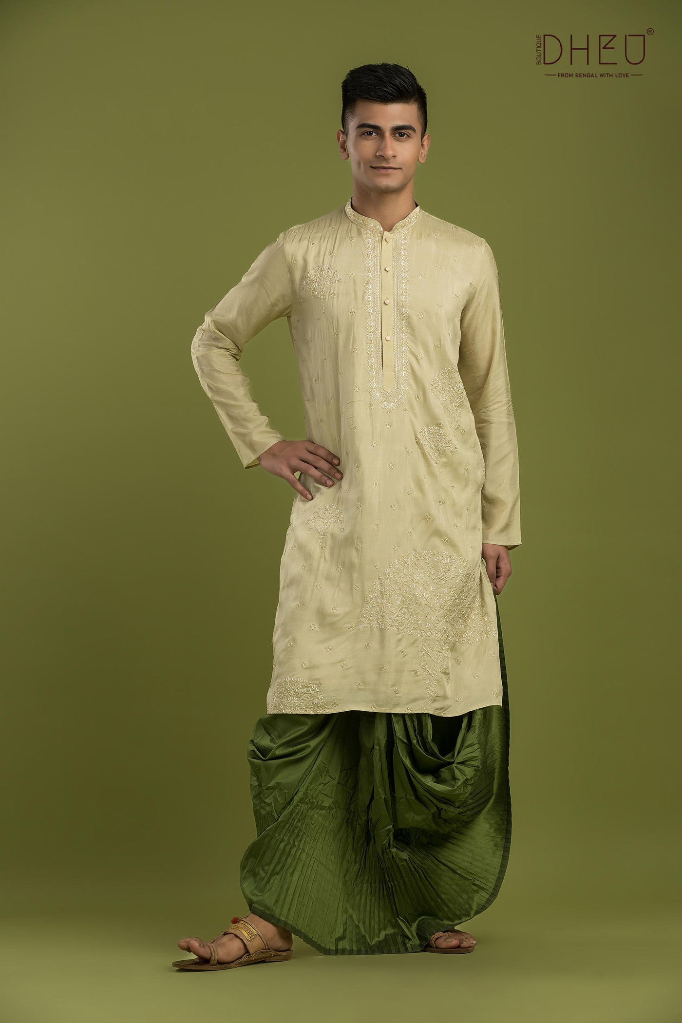 Designer Embroidery Kurta & Dhoti(Optional) Set