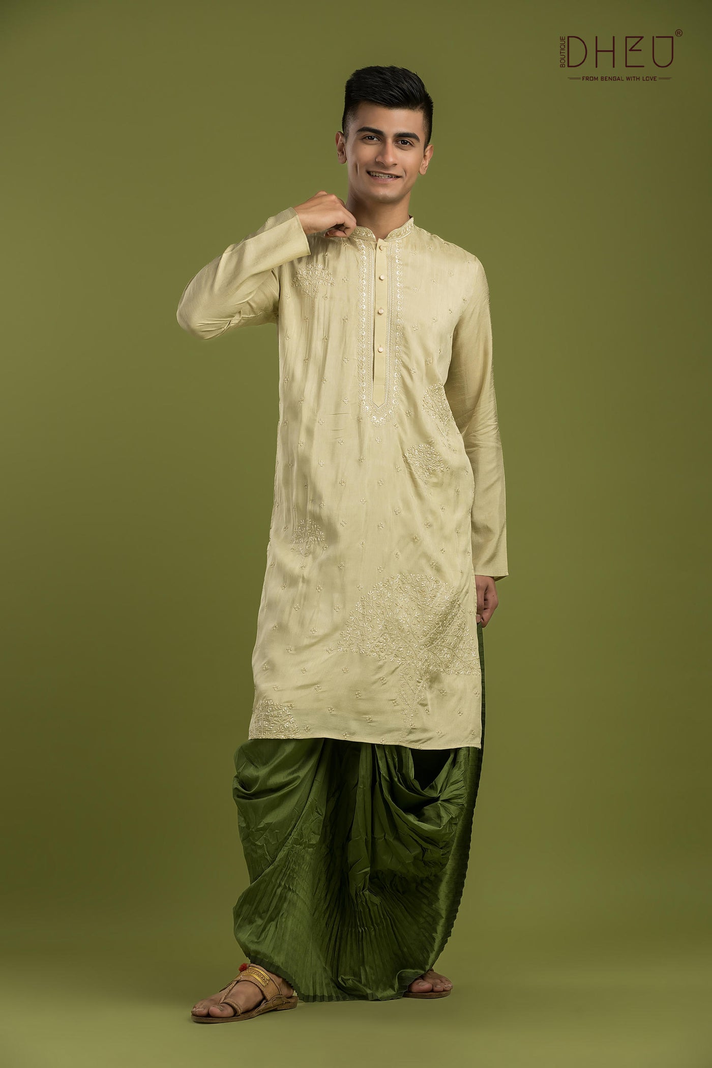 Designer Embroidery Kurta & Dhoti(Optional) Set