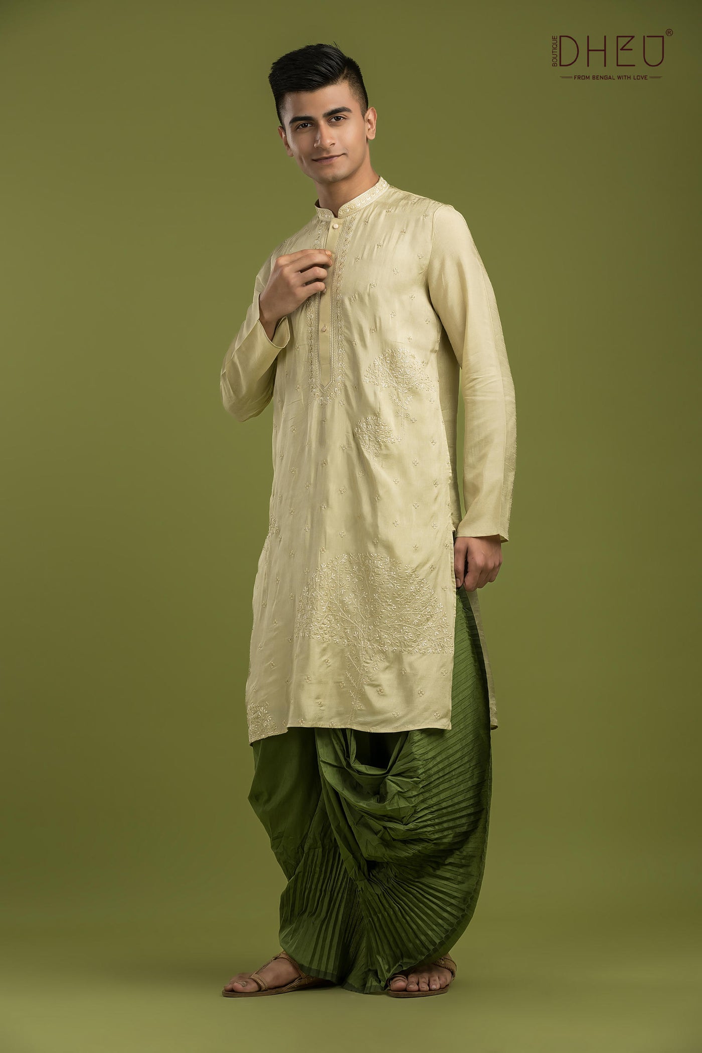 Designer Embroidery Kurta & Dhoti(Optional) Set