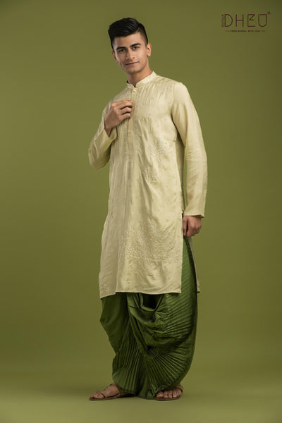 Designer Embroidery Kurta & Dhoti(Optional) Set