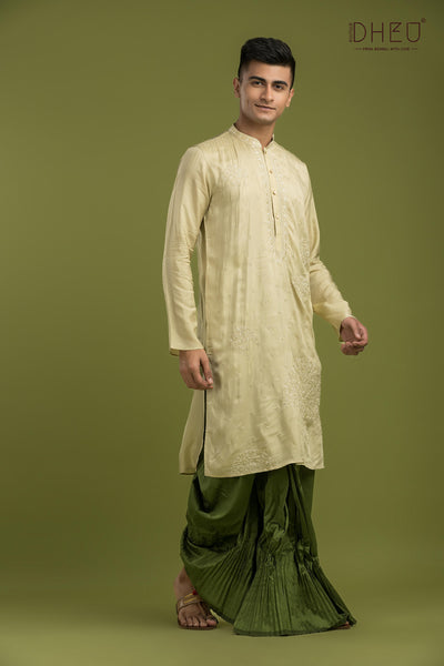 Designer Embroidery Kurta & Dhoti(Optional) Set