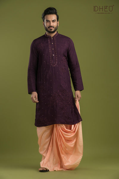 Designer Embroidery Kurta & Dhoti(Optional) Set