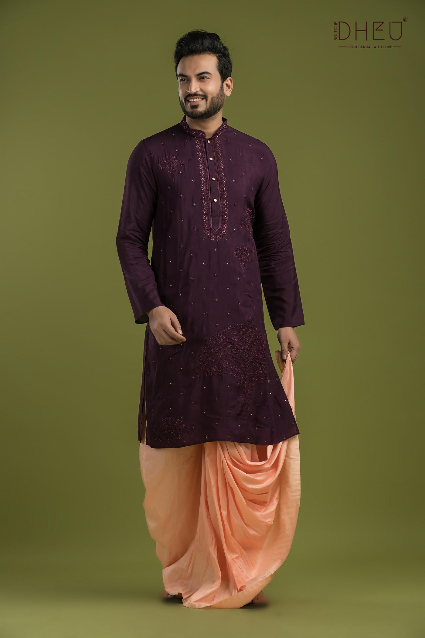 Designer Embroidery Kurta & Dhoti(Optional) Set