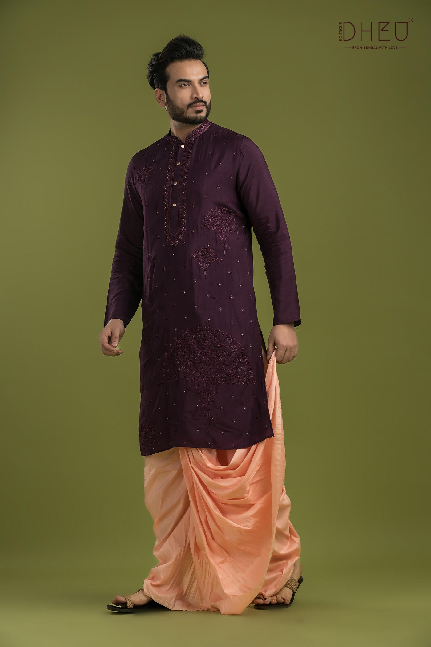 Designer Embroidery Kurta & Dhoti(Optional) Set