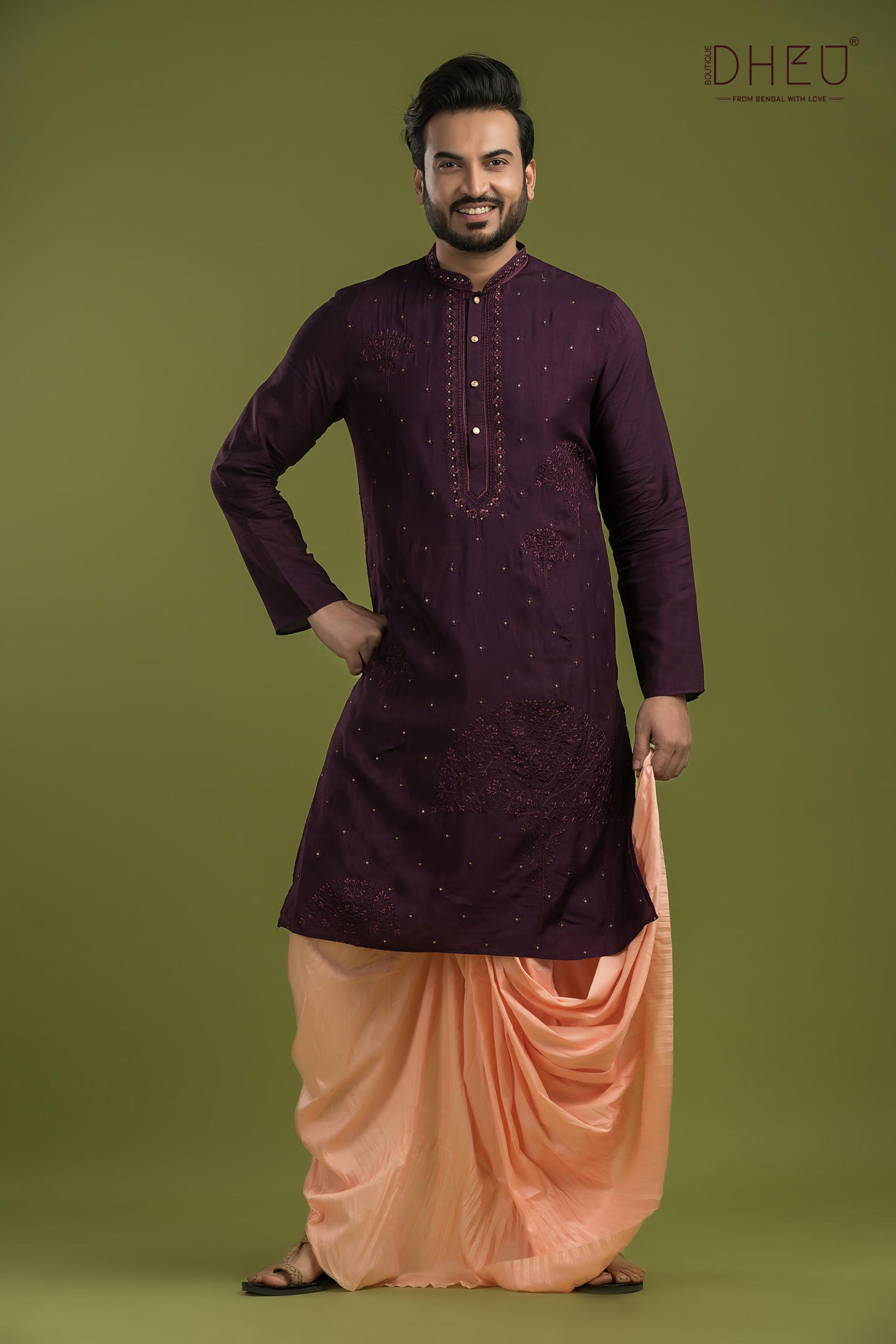 Designer Embroidery Kurta & Dhoti(Optional) Set