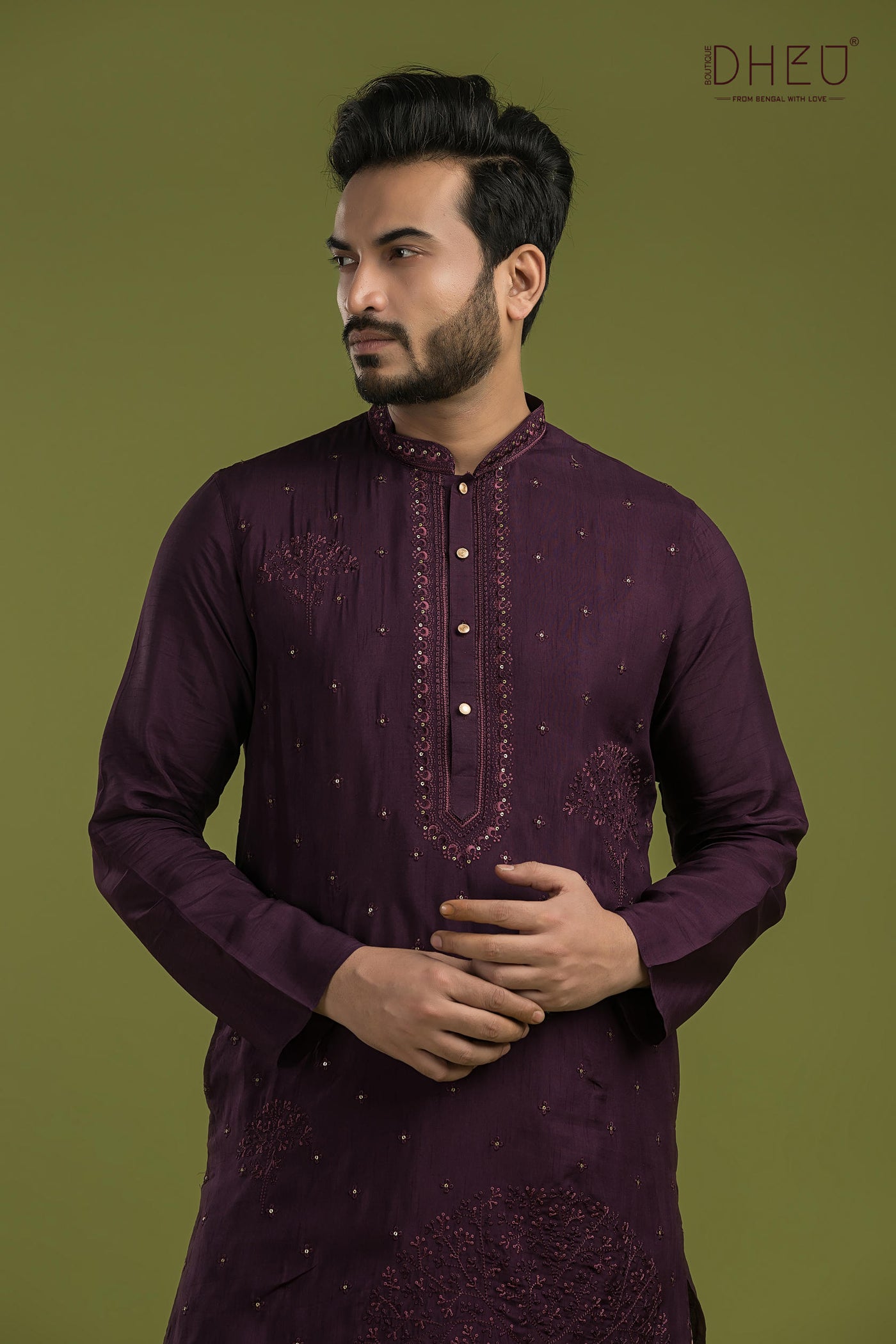 Designer Embroidery Kurta & Dhoti(Optional) Set