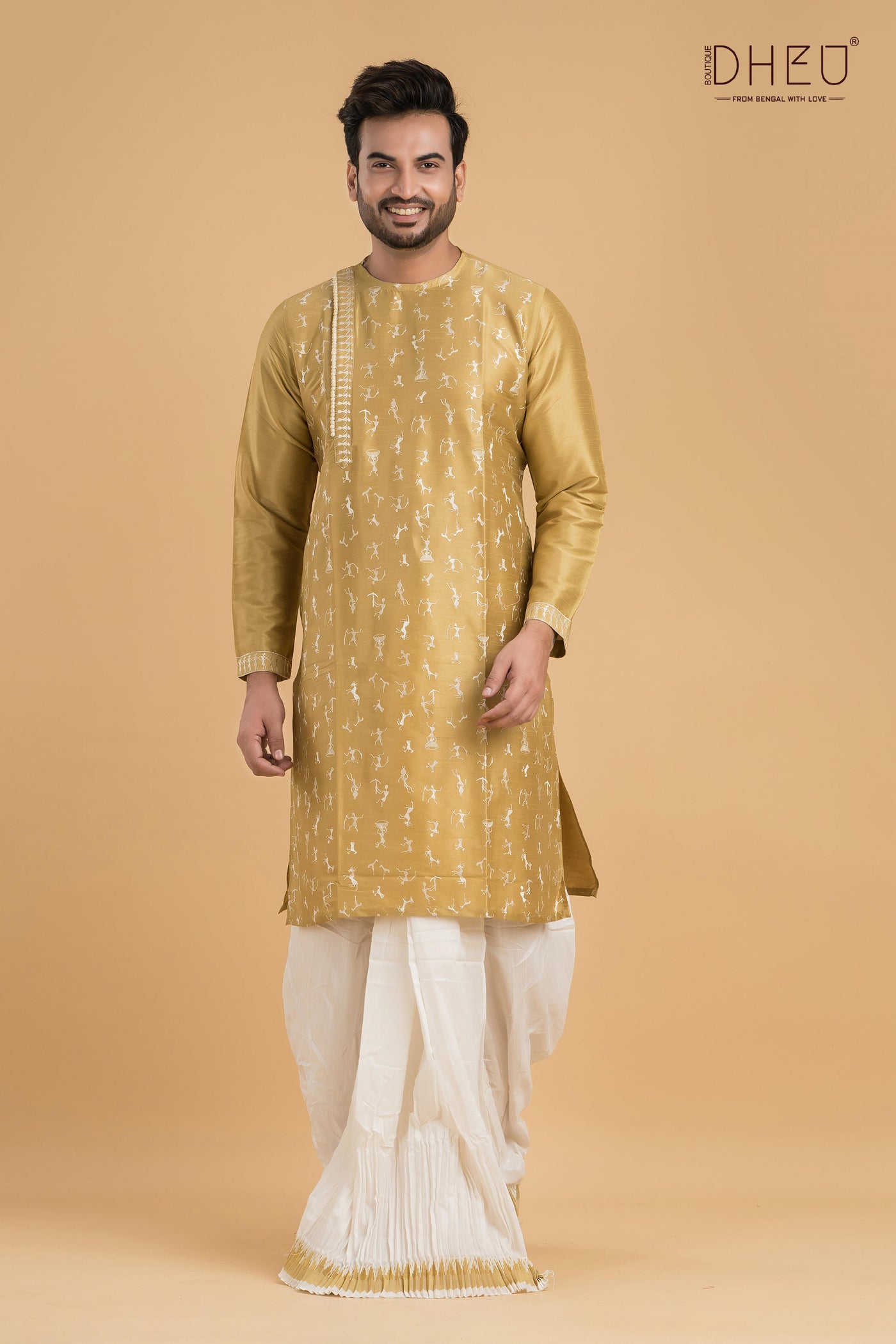 Designer Wedding Silk Kurta & Dhoti(Optional) Set