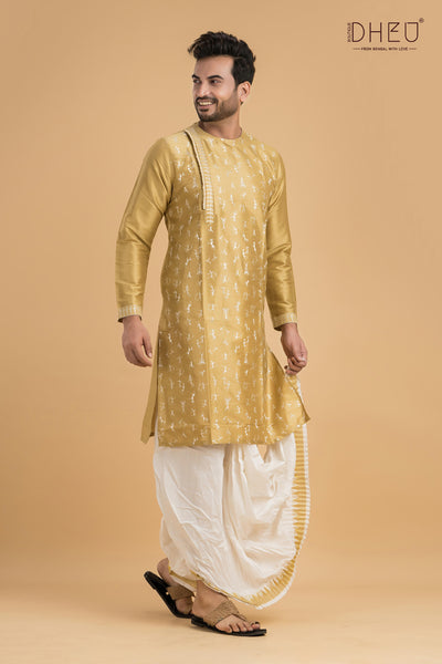 Designer Wedding Silk Kurta & Dhoti(Optional) Set