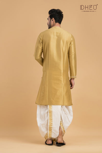 Designer Wedding Silk Kurta & Dhoti(Optional) Set