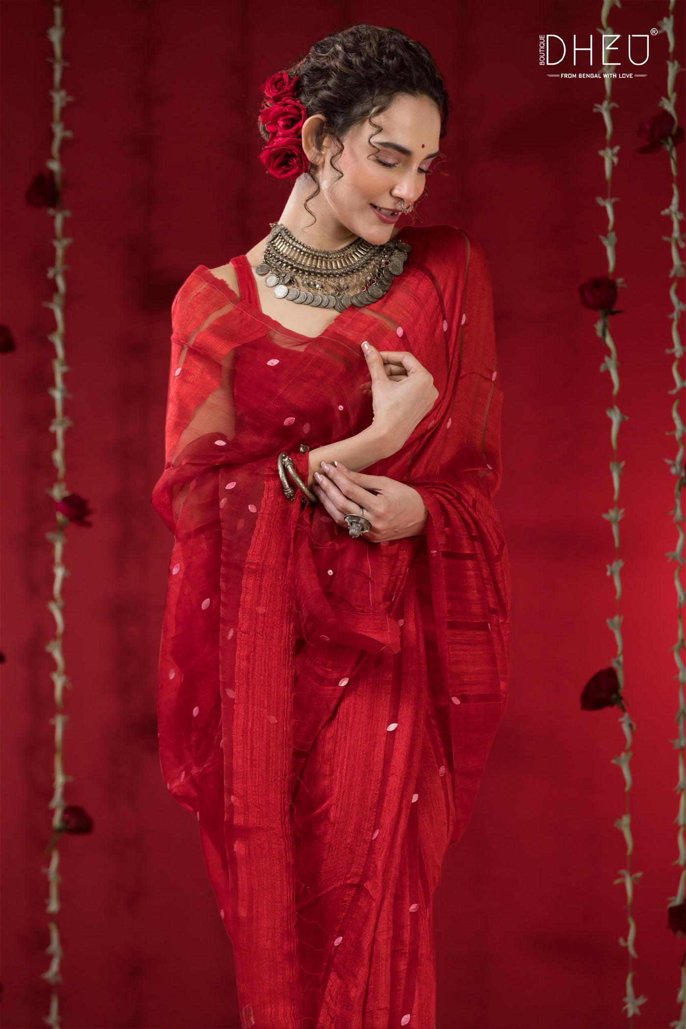 Designer Silk Saree & Kurta Couple Set