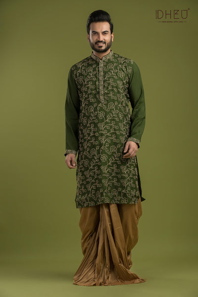 Designer Embroidery Kurta & Dhoti(Optional) Set