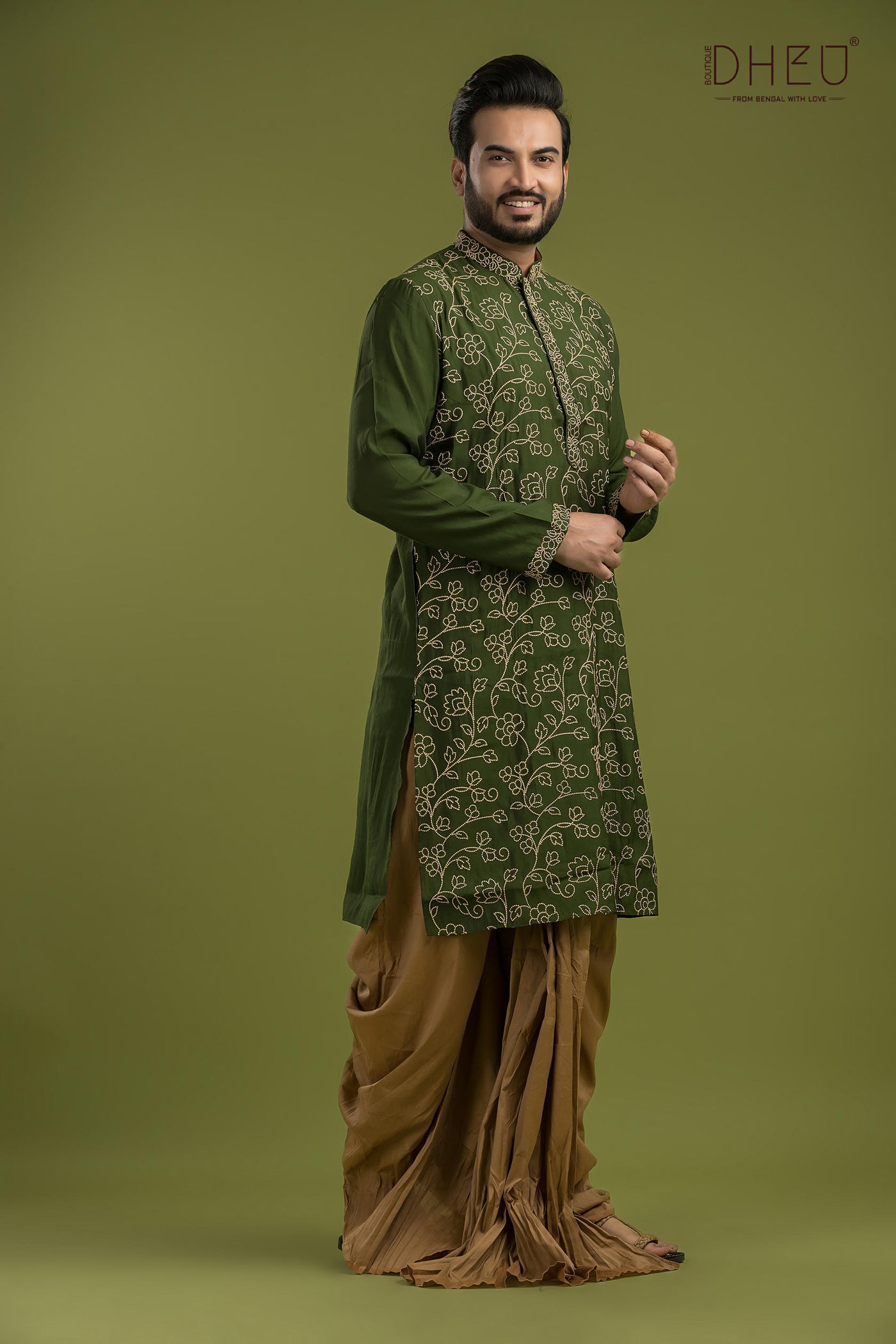 Designer Embroidery Kurta & Dhoti(Optional) Set