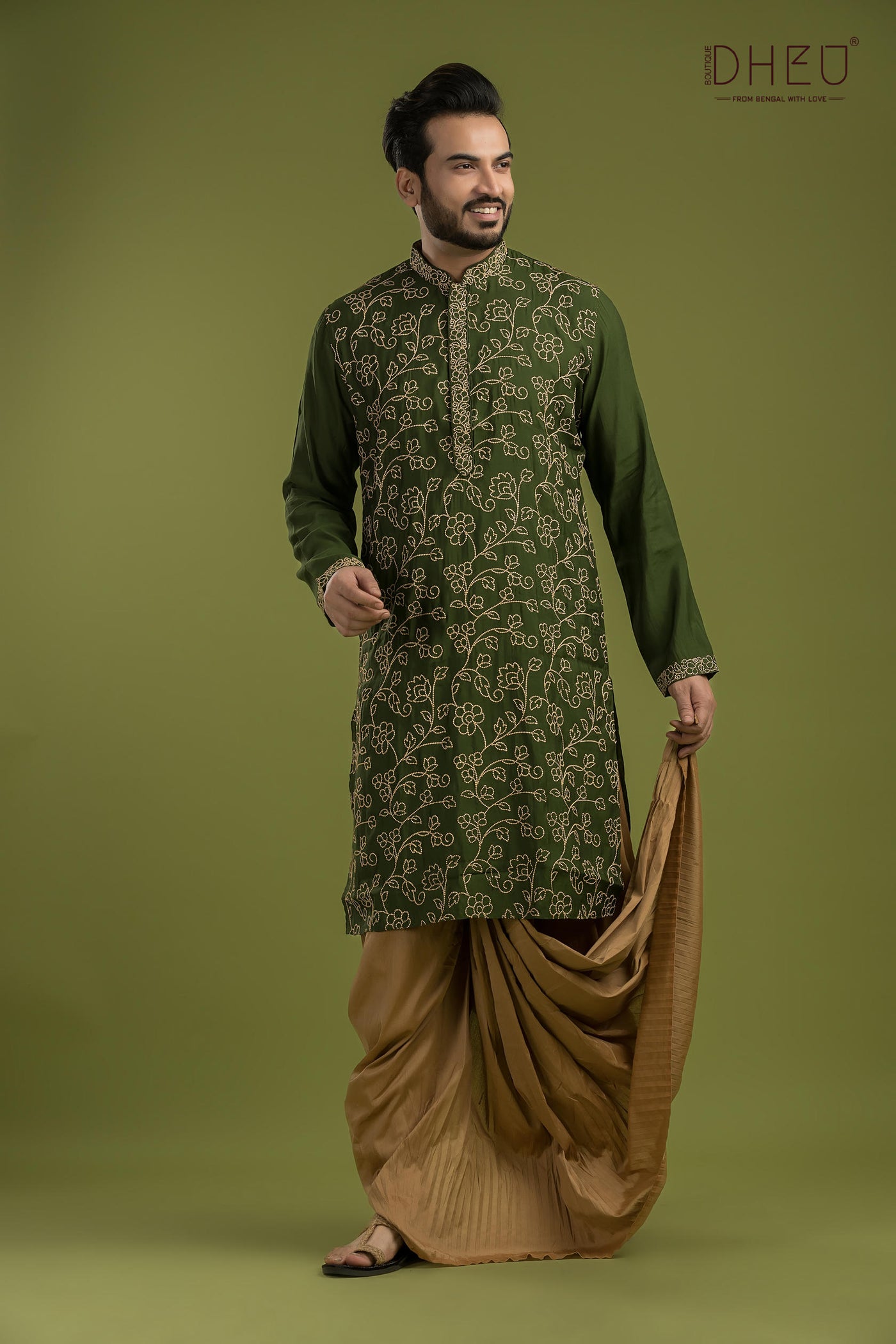 Designer Embroidery Kurta & Dhoti(Optional) Set