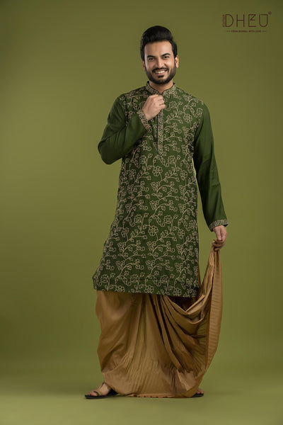 Designer Embroidery Kurta & Dhoti(Optional) Set