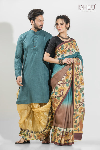 Designer Saree & Kurta Couple Set