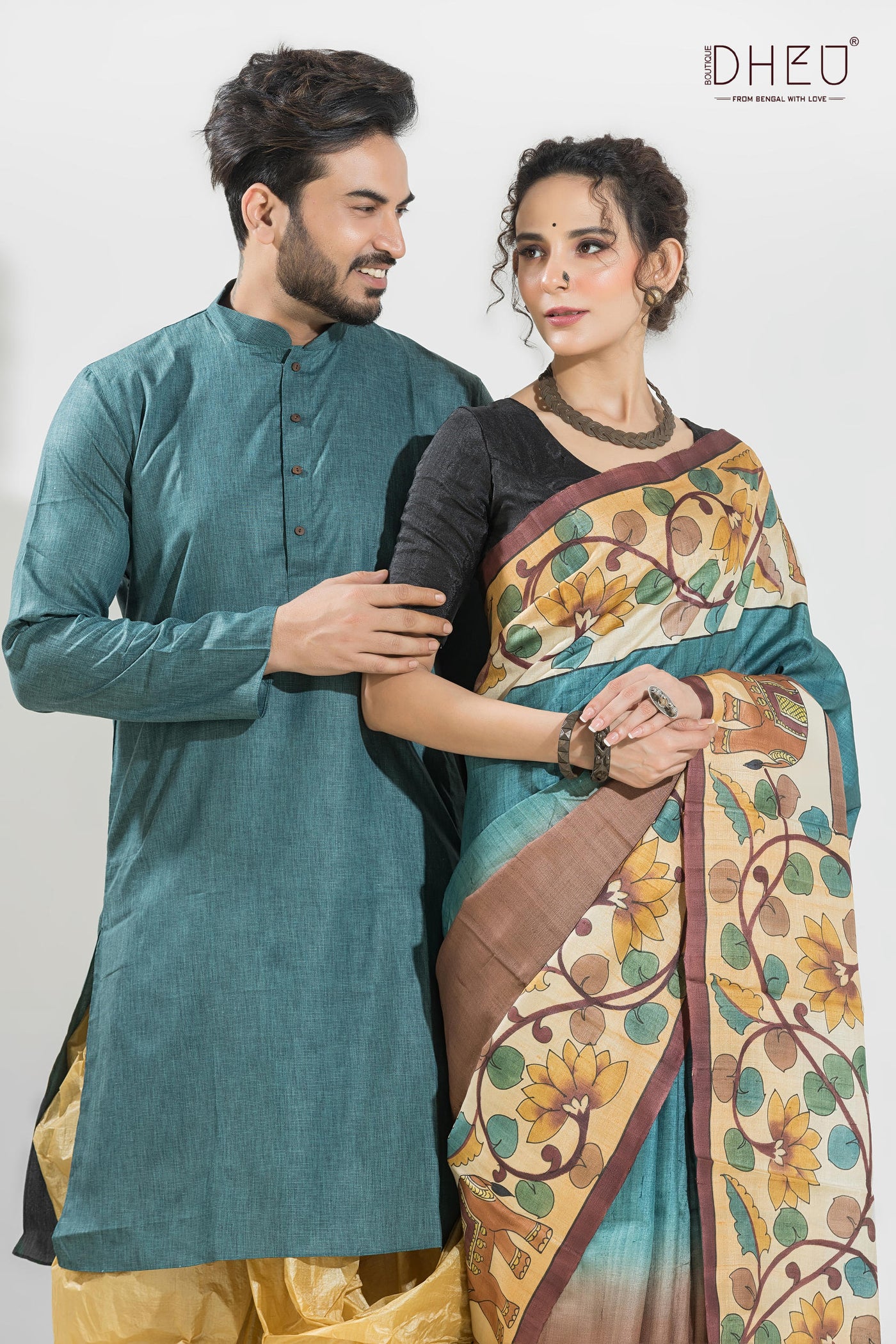 Designer Saree & Kurta Couple Set