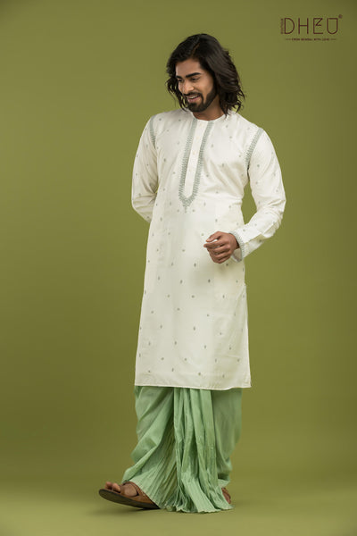 Exclusive Katan Silk Kurta & Dhoti(Optional) Set