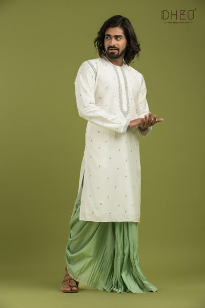 Exclusive Katan Silk Kurta & Dhoti(Optional) Set