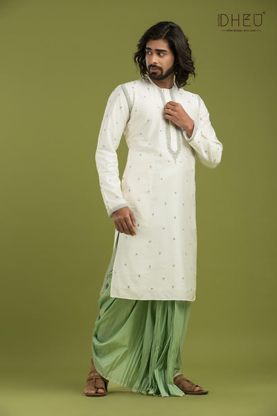 Exclusive Katan Silk Kurta & Dhoti(Optional) Set