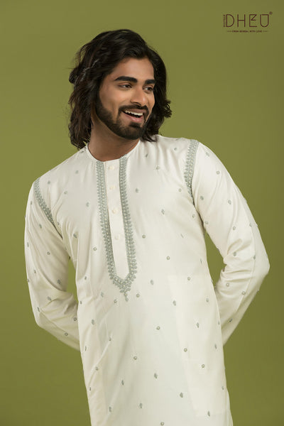 Exclusive Katan Silk Kurta & Dhoti(Optional) Set