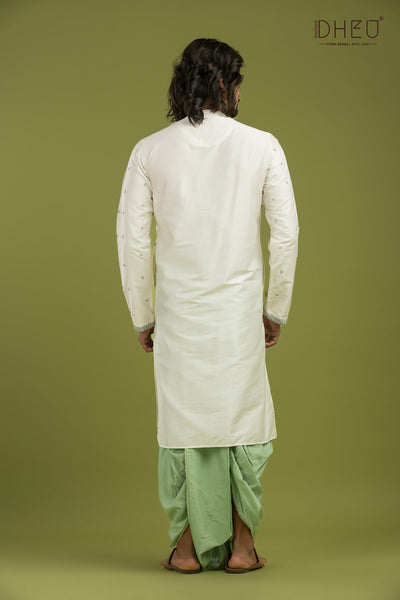 Exclusive Katan Silk Kurta & Dhoti(Optional) Set