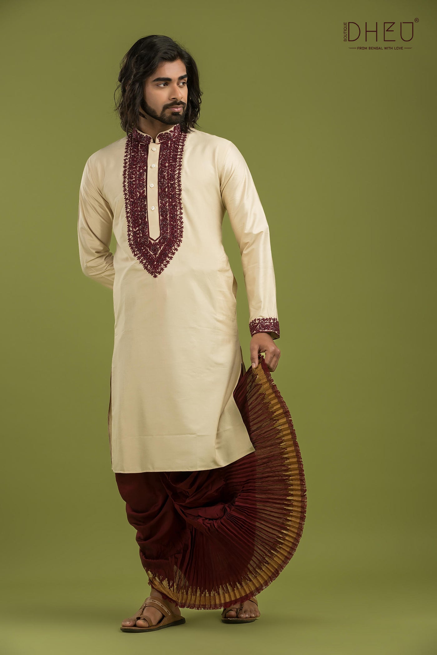 Exclusive Katan Silk Kurta & Dhoti(Optional) Set