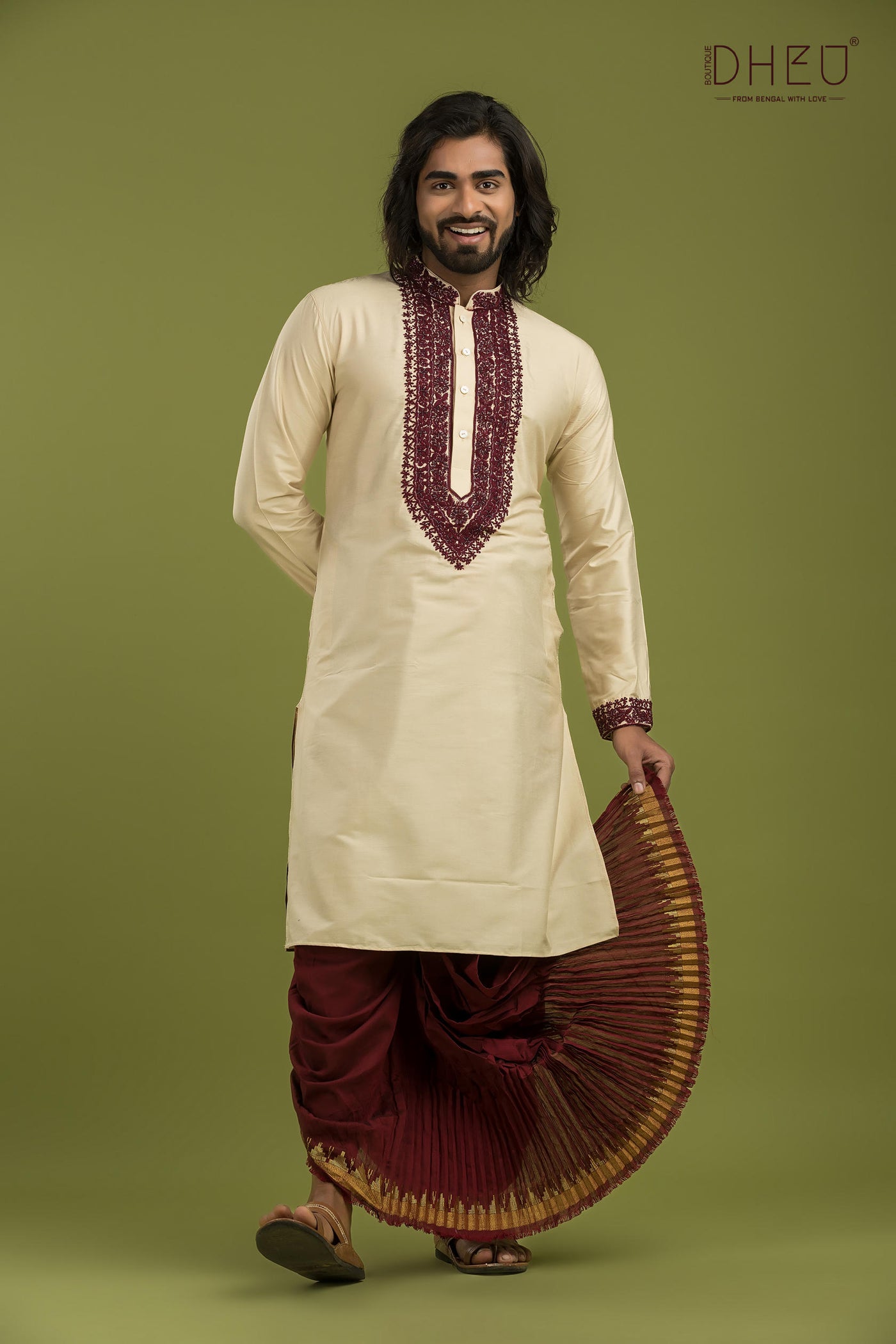 Exclusive Katan Silk Kurta & Dhoti(Optional) Set