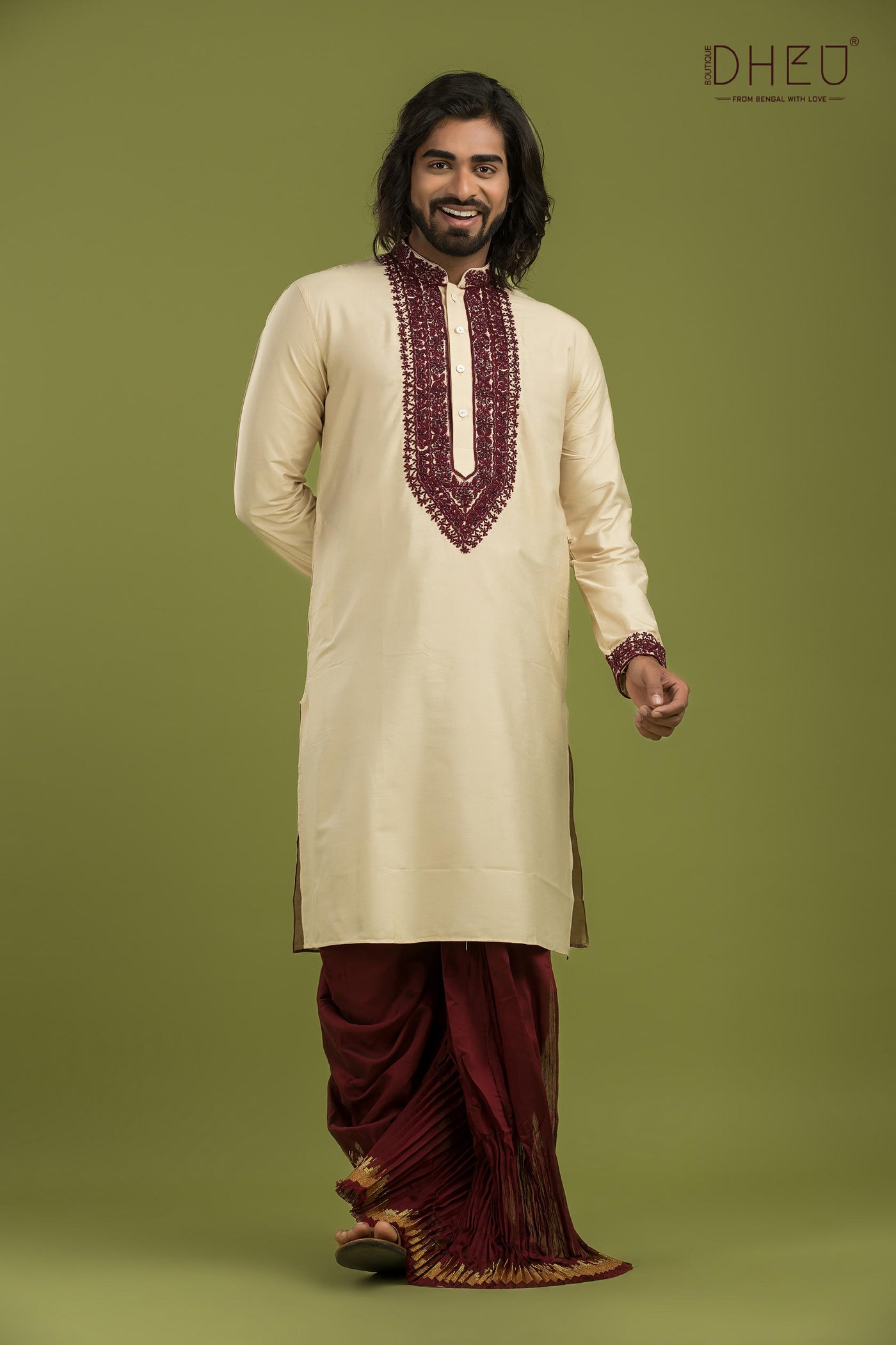 Exclusive Katan Silk Kurta & Dhoti(Optional) Set