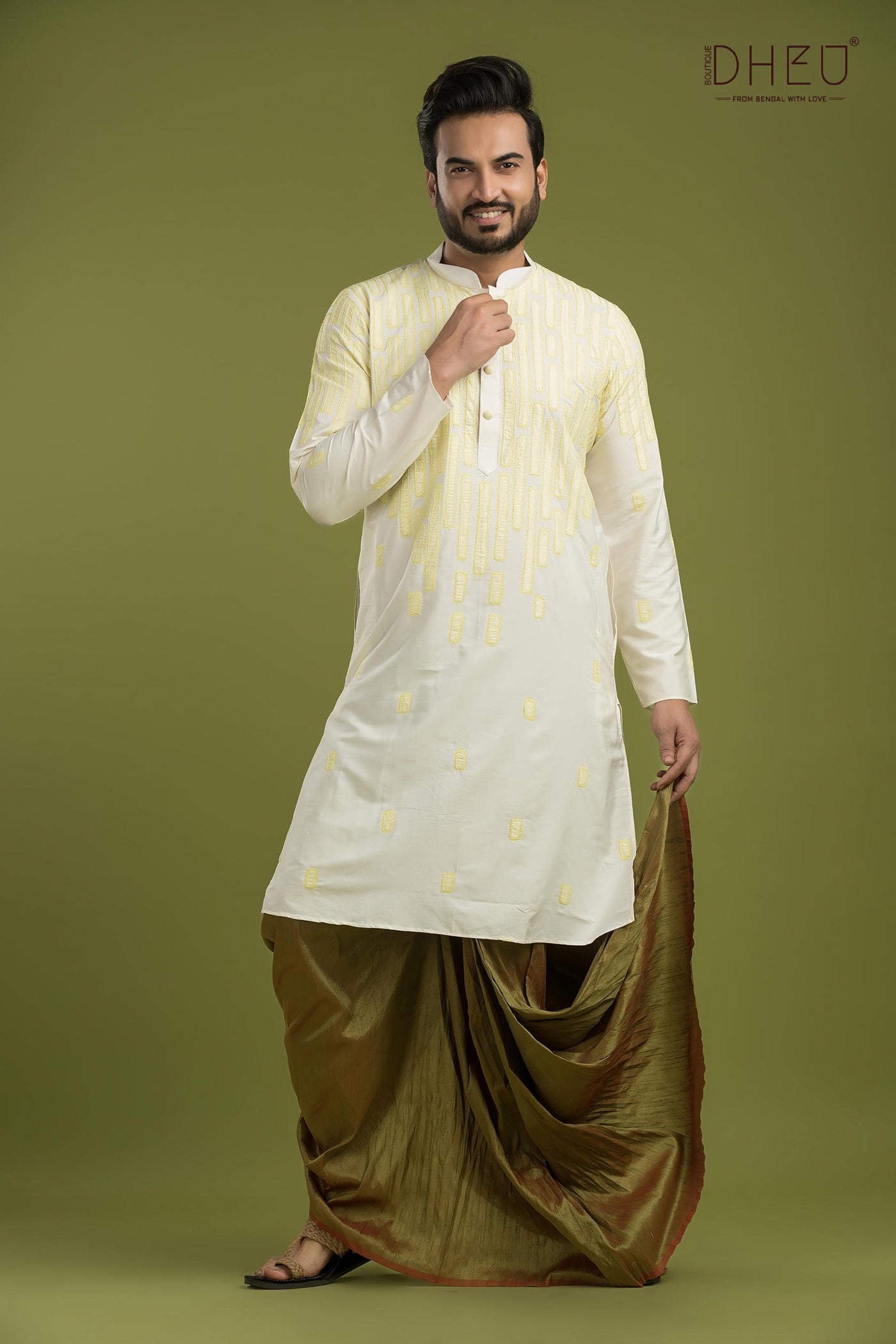 Designer Silk Kurta & Dhoti(Optional) Set