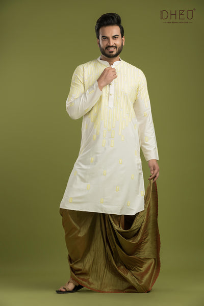 Designer Silk Kurta & Dhoti(Optional) Set