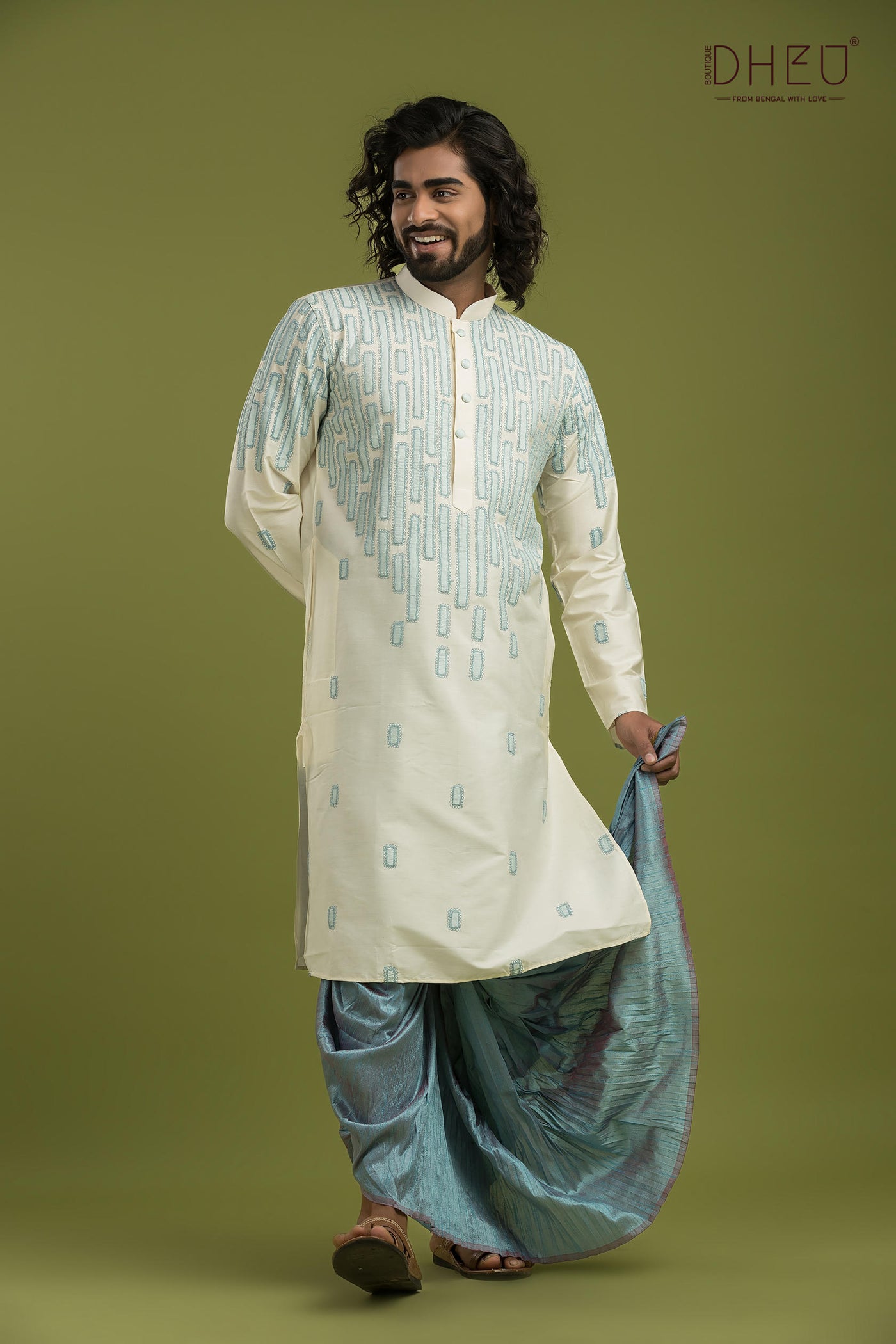 Designer Silk Kurta & Dhoti(Optional) Set