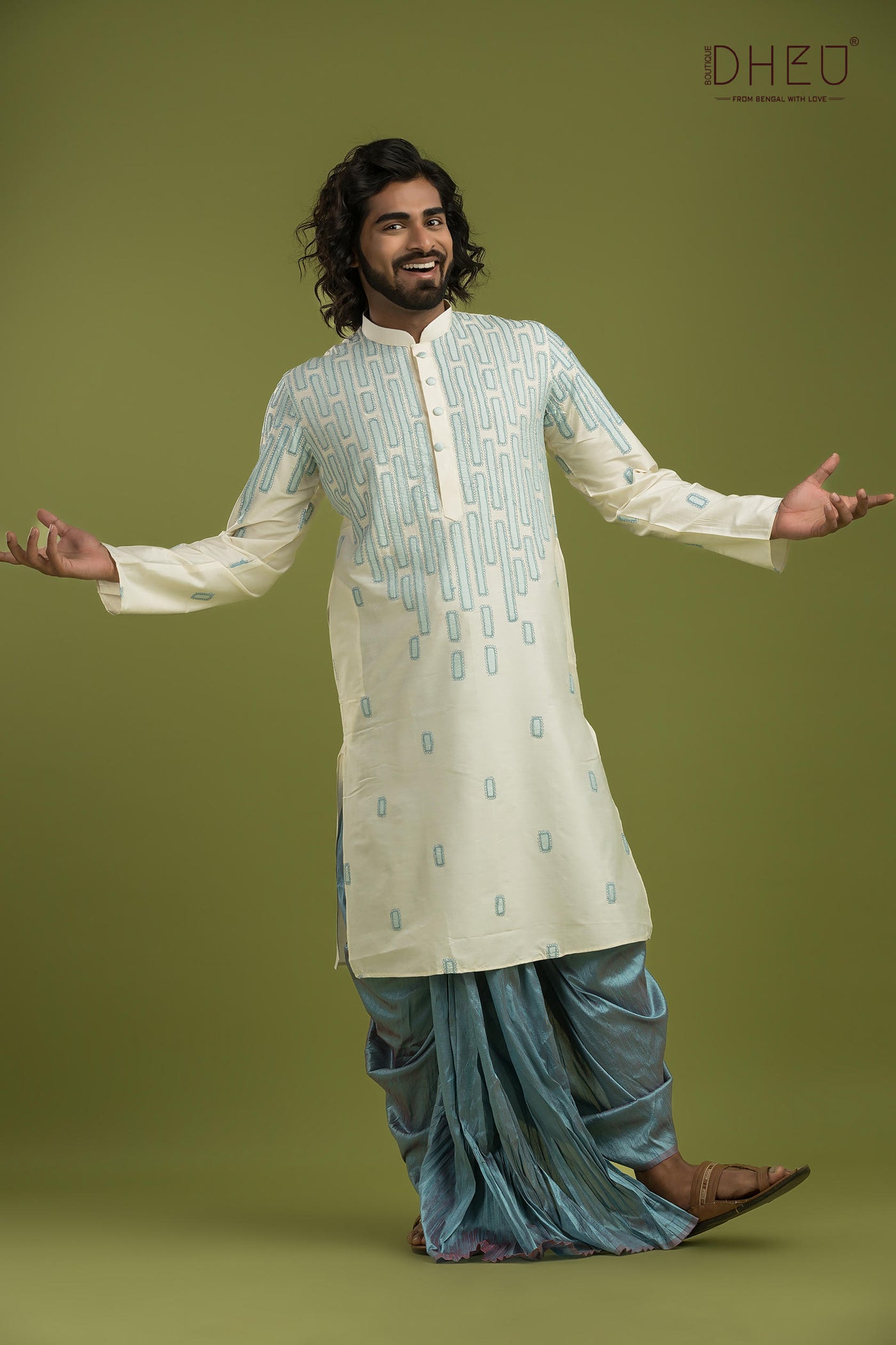 Designer Silk Kurta & Dhoti(Optional) Set