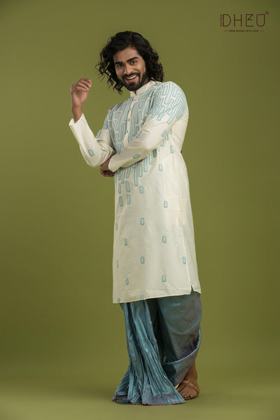 Designer Silk Kurta & Dhoti(Optional) Set