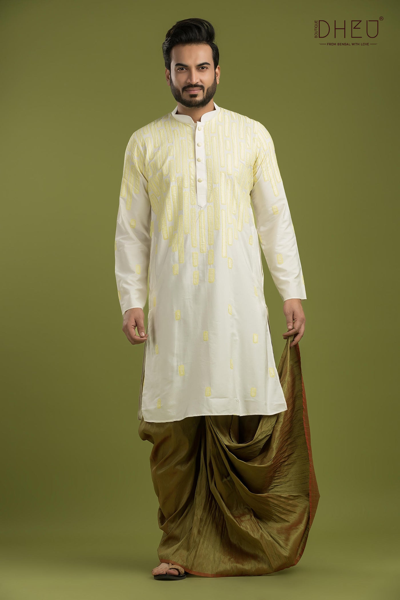 Designer Silk Kurta & Dhoti(Optional) Set