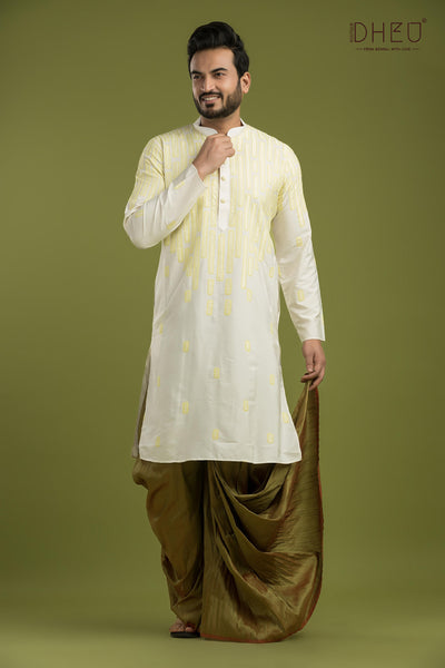 Designer Silk Kurta & Dhoti(Optional) Set