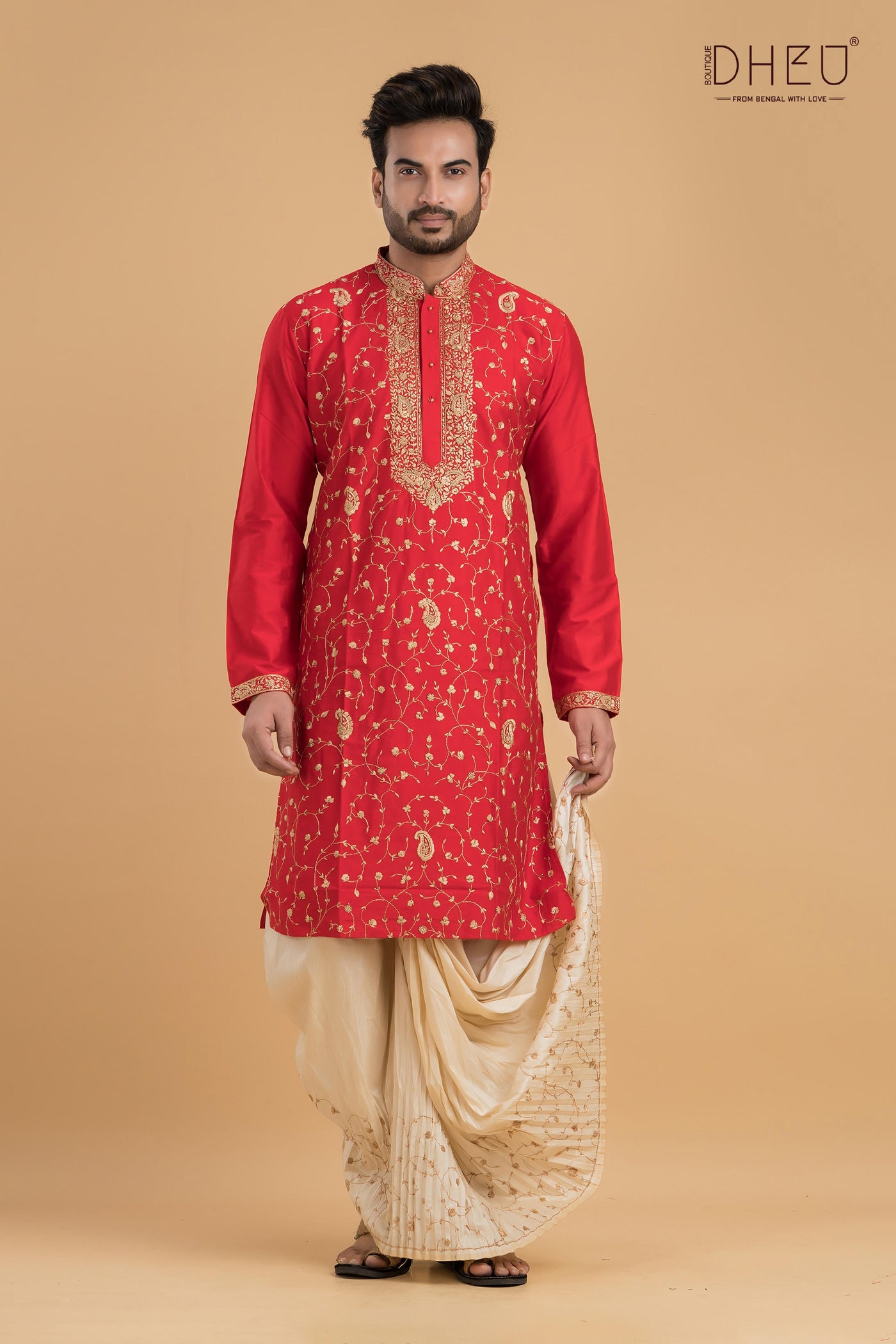 Exclusive Katan Silk Kurta & Dhoti(Optional) Set