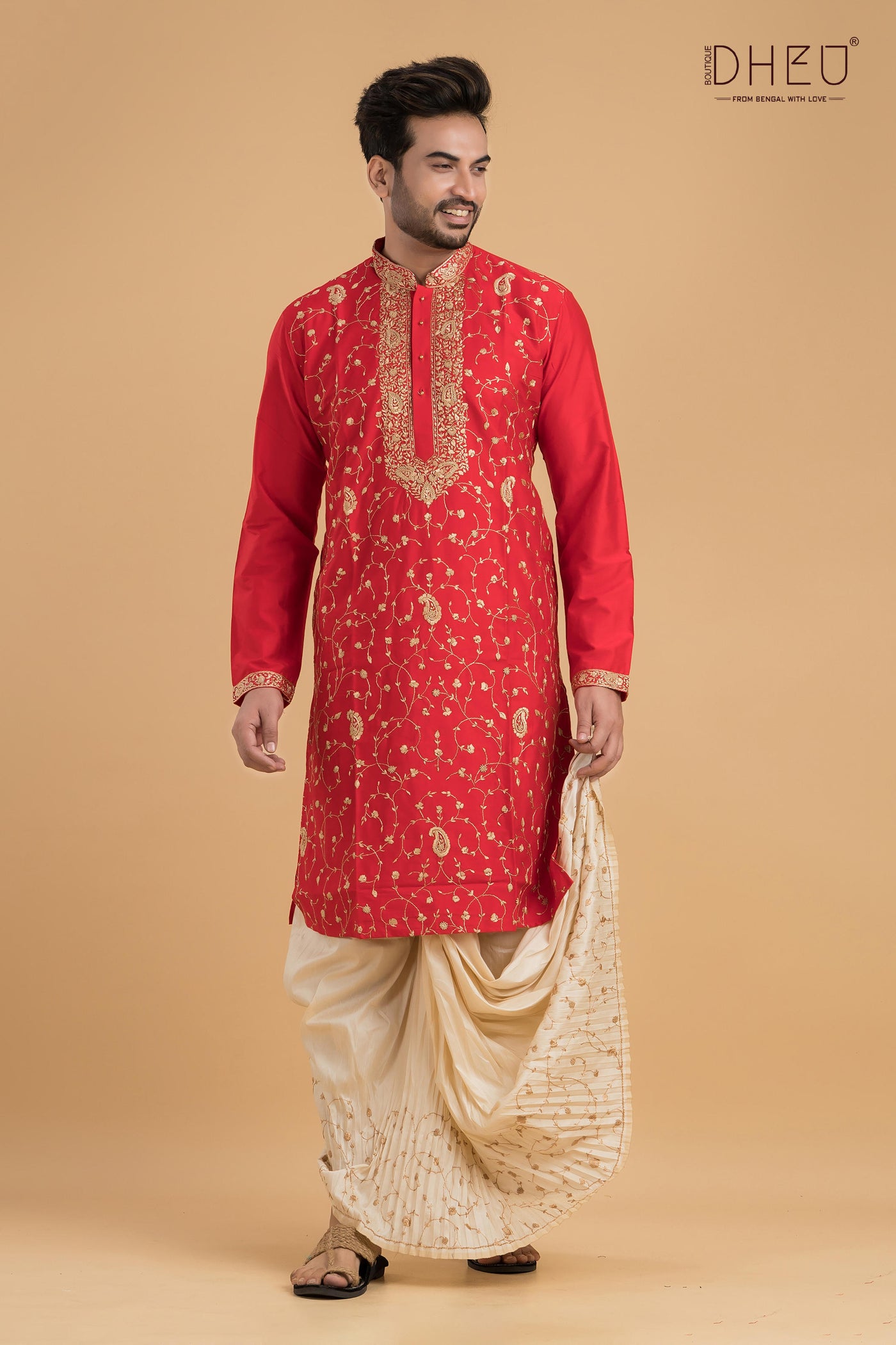 Exclusive Katan Silk Kurta & Dhoti(Optional) Set