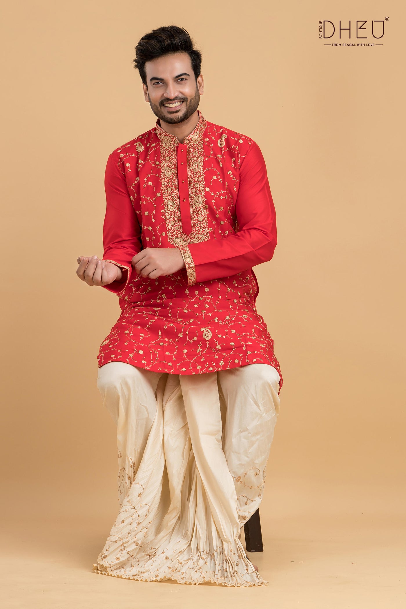 Exclusive Katan Silk Kurta & Dhoti(Optional) Set