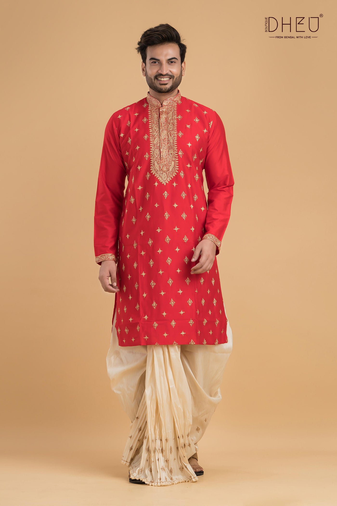 Exclusive Katan Silk Kurta & Dhoti(Optional) Set