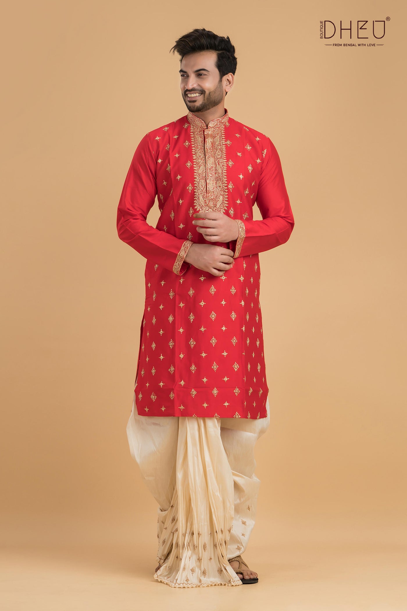 Exclusive Katan Silk Kurta & Dhoti(Optional) Set