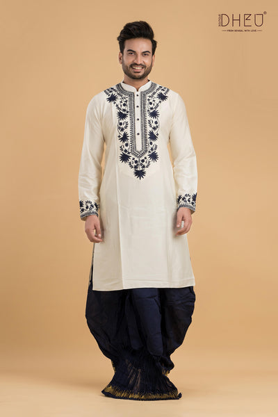 Exclusive Designer Silk Kurta & Dhoti(Optional) Set