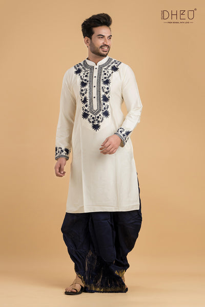 Exclusive Designer Silk Kurta & Dhoti(Optional) Set