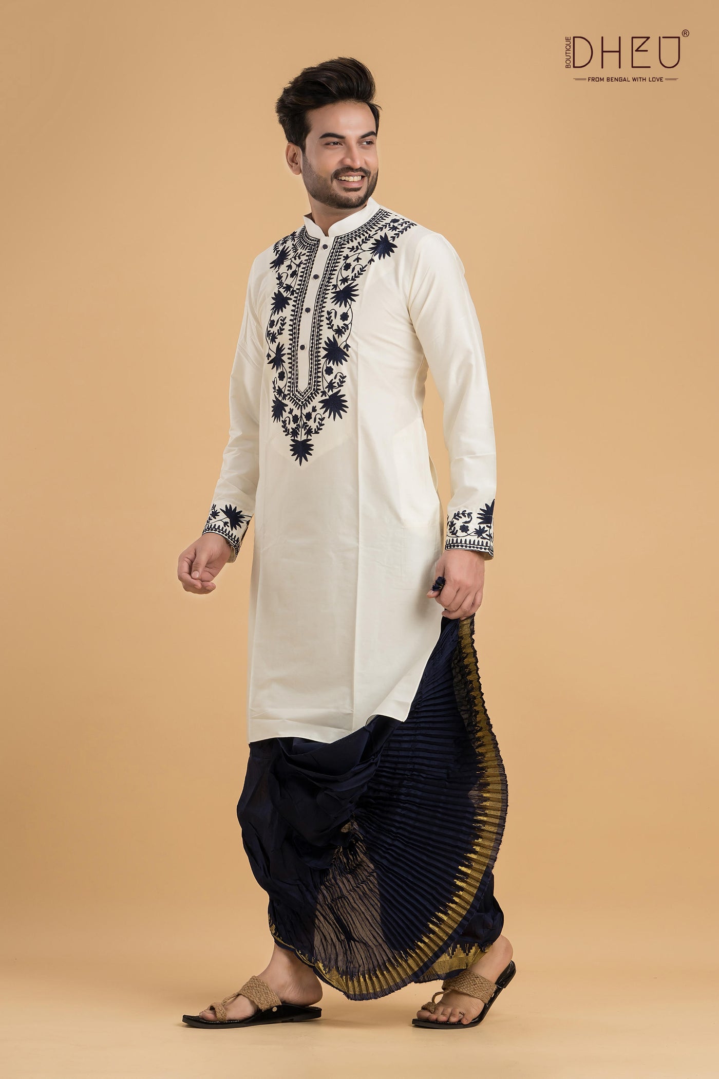 Exclusive Designer Silk Kurta & Dhoti(Optional) Set