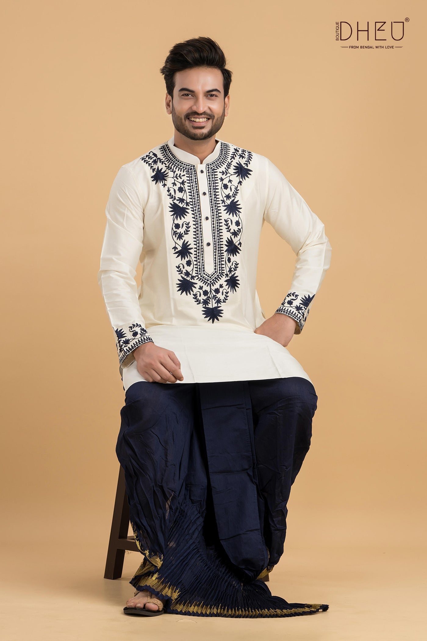 Exclusive Designer Silk Kurta & Dhoti(Optional) Set